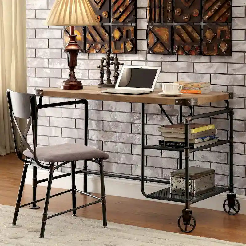 Wini Industrial Black 47-inch Metal Computer Desk by Furniture of America