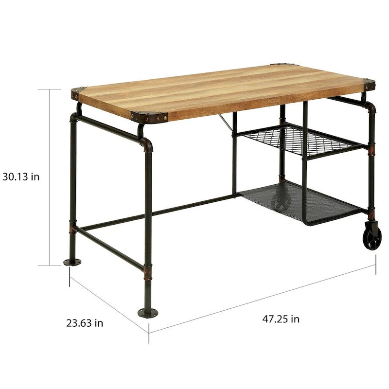 Wini Industrial Black 47-inch Metal Computer Desk by Furniture of America
