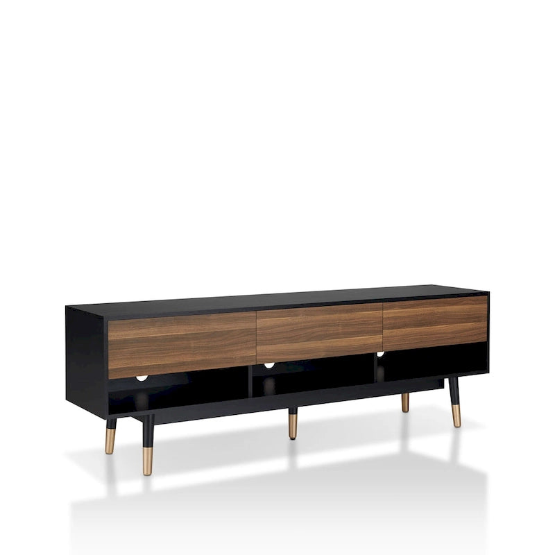 Uddvide Mid-Century Modern Black 71-inch 3-Shelf TV Console by Carson Carrington