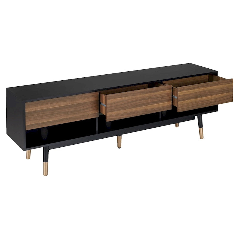 Uddvide Mid-Century Modern Black 71-inch 3-Shelf TV Console by Carson Carrington
