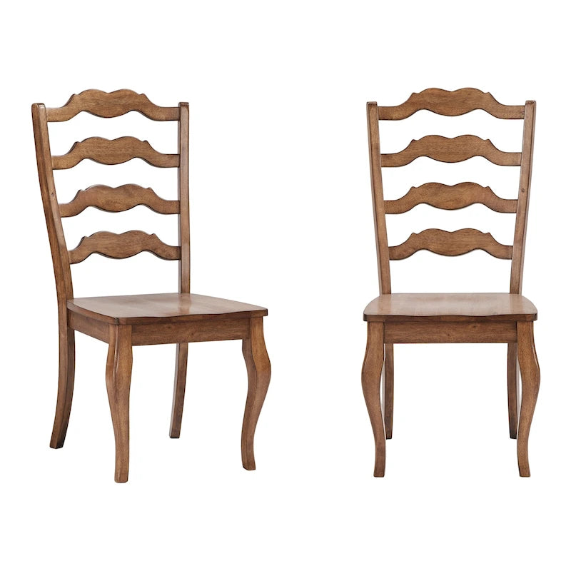 Ronda French Ladder Back Wood Dining Chairs (Set of 2)