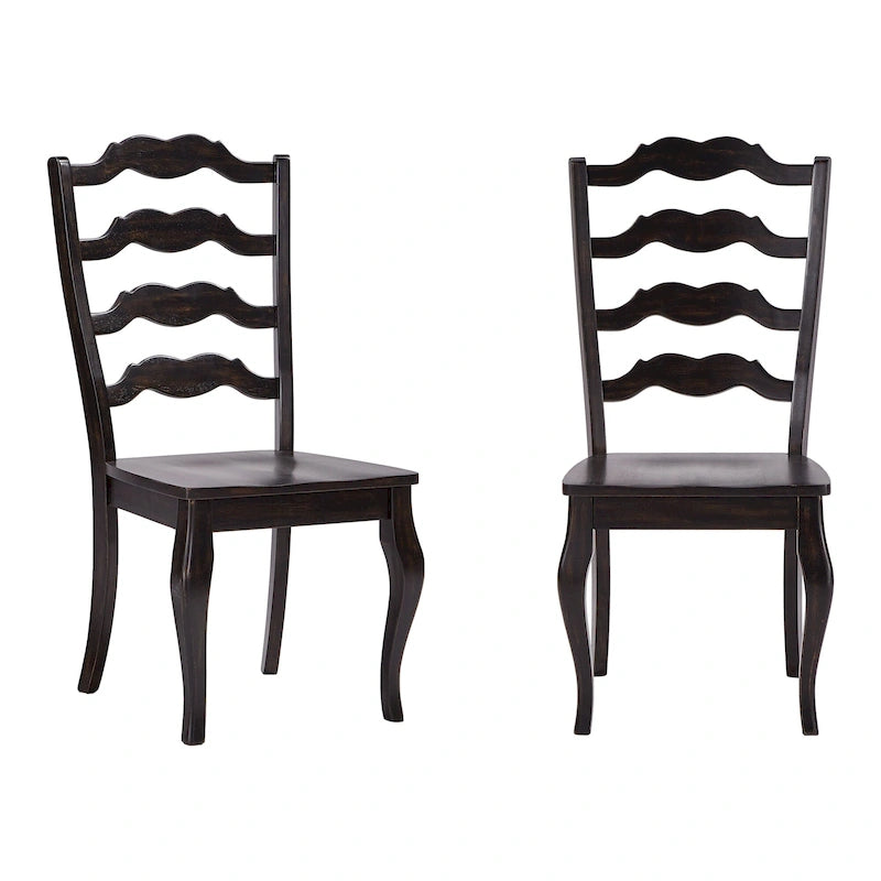 Ronda French Ladder Back Wood Dining Chairs (Set of 2)