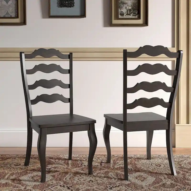 Ronda French Ladder Back Wood Dining Chairs (Set of 2)