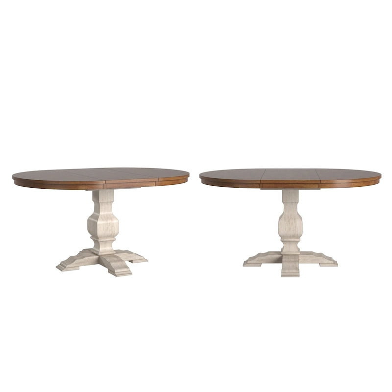 Ronda Two-Tone Oval Solid Wood Top Extending Dining Table