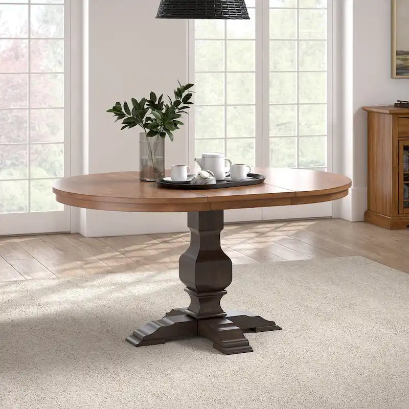 Ronda Two-Tone Oval Solid Wood Top Extending Dining Table
