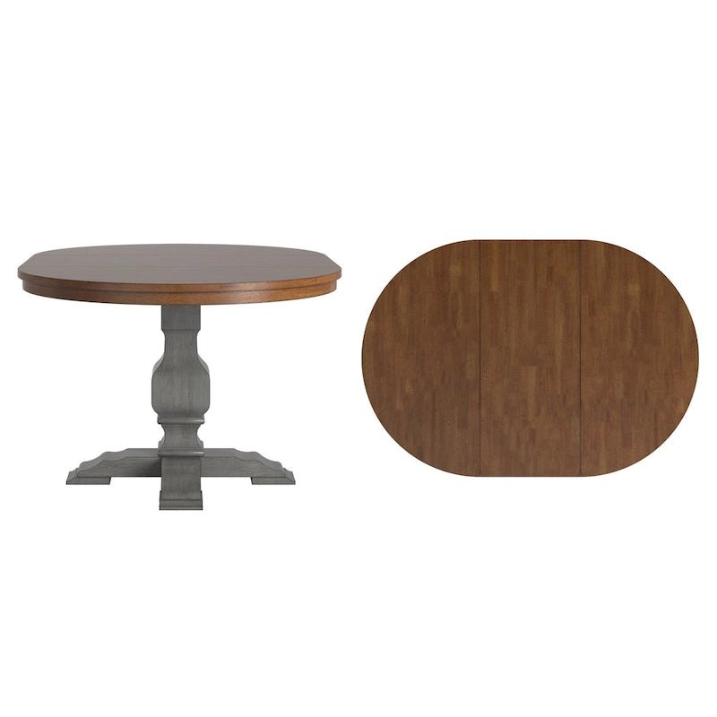 Ronda Two-Tone Oval Solid Wood Top Extending Dining Table