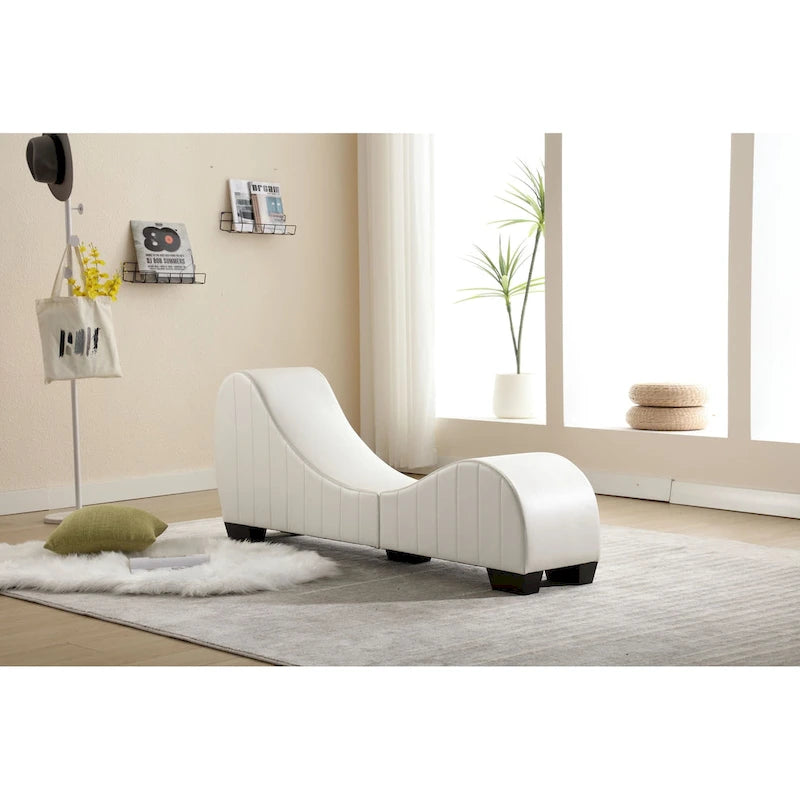 Modern Faux Leather Curved Yoga Chaise Lounge - 13.78 x 62.20 x 25.79