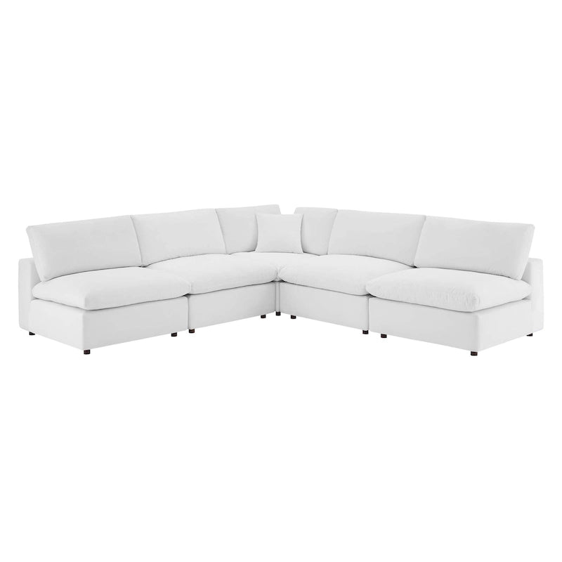 Commix Down Filled Overstuffed Velvet 5-Piece Sectional Sofa