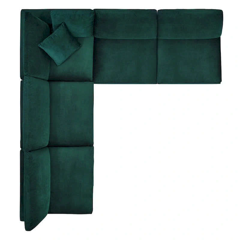 Commix Down Filled Overstuffed Velvet 5-Piece Sectional Sofa