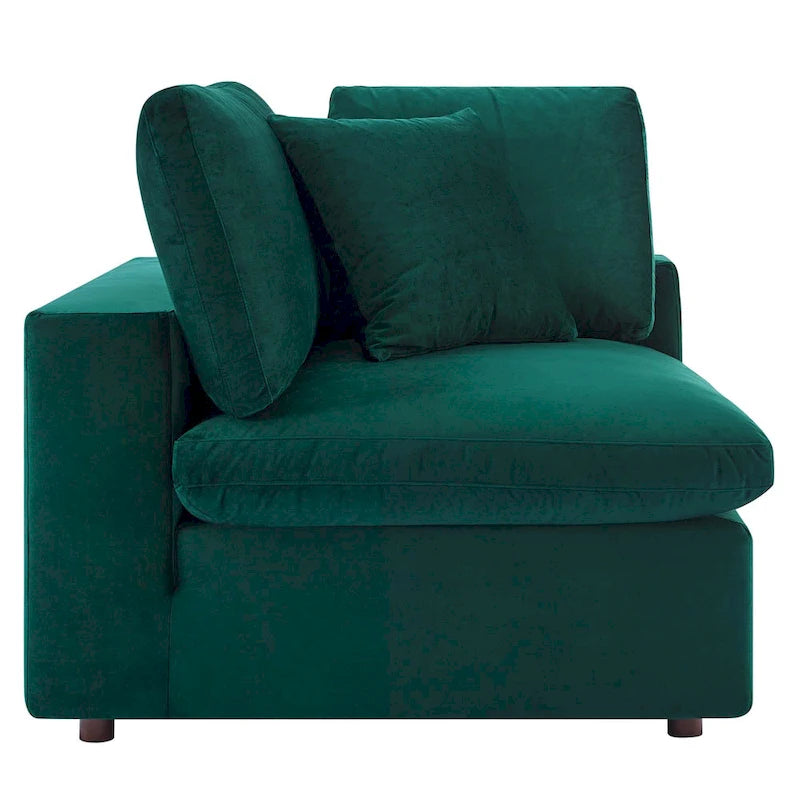 Commix Down Filled Overstuffed Velvet 5-Piece Sectional Sofa