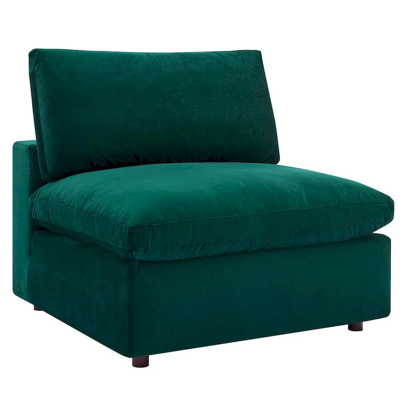 Commix Down Filled Overstuffed Velvet 5-Piece Sectional Sofa
