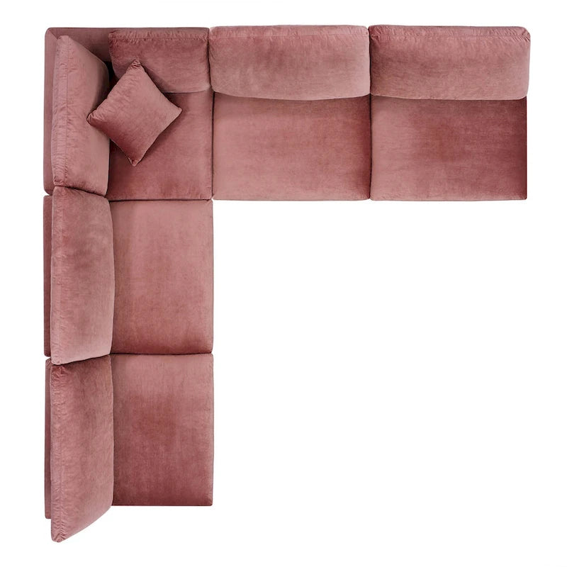 Commix Down Filled Overstuffed Velvet 5-Piece Sectional Sofa