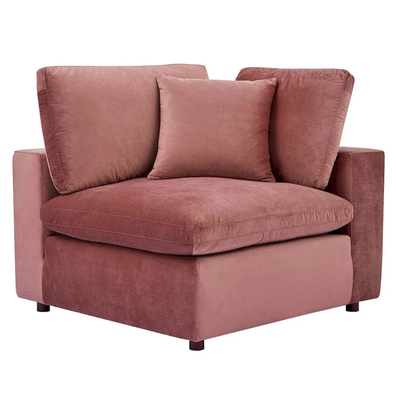 Commix Down Filled Overstuffed Velvet 5-Piece Sectional Sofa