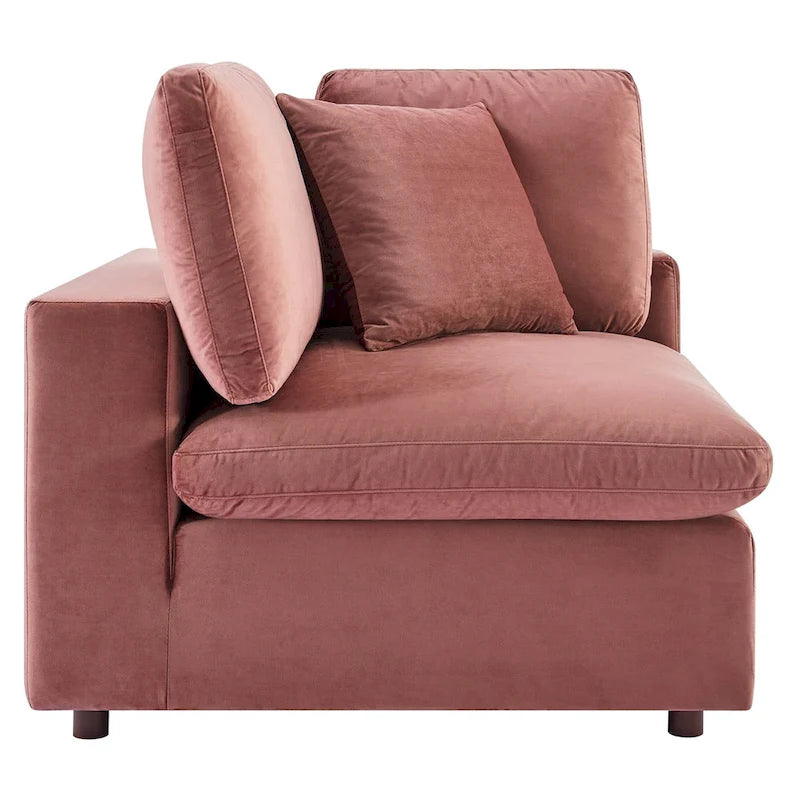 Commix Down Filled Overstuffed Velvet 5-Piece Sectional Sofa