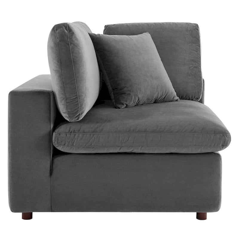 Commix Down Filled Overstuffed Velvet 5-Piece Sectional Sofa