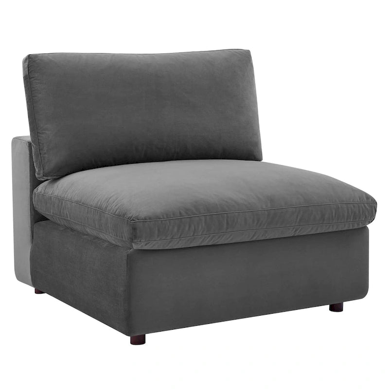 Commix Down Filled Overstuffed Velvet 5-Piece Sectional Sofa