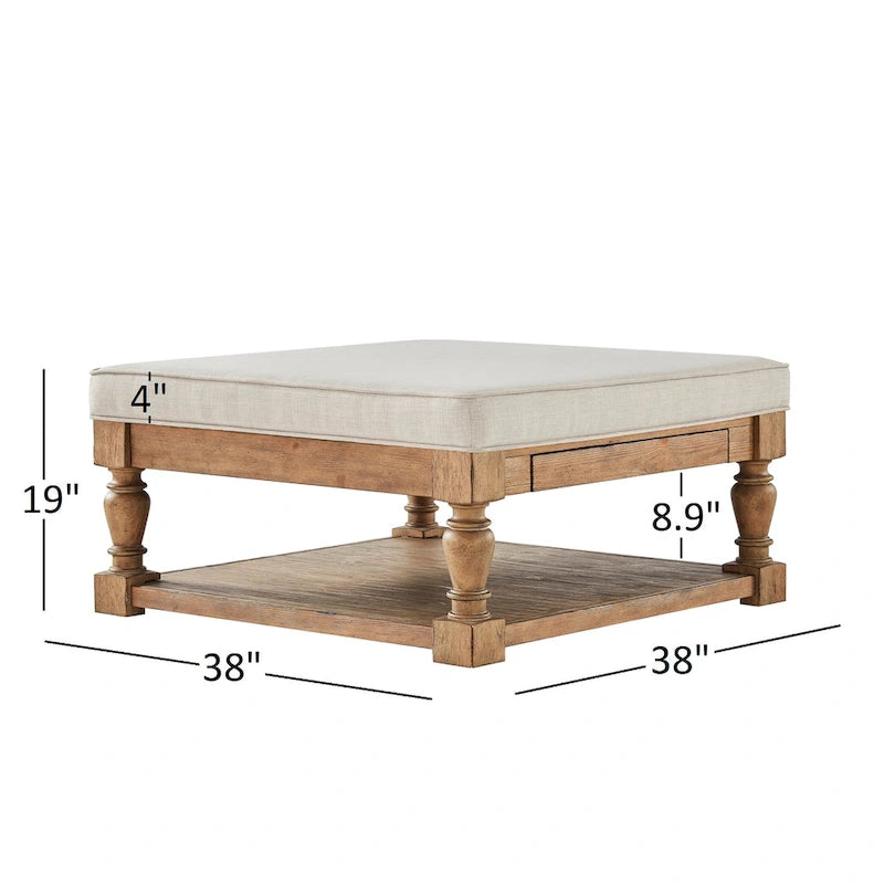 Lennon Baluster Storage Tufted Ottoman Table by iNSPIRE Q Artisan