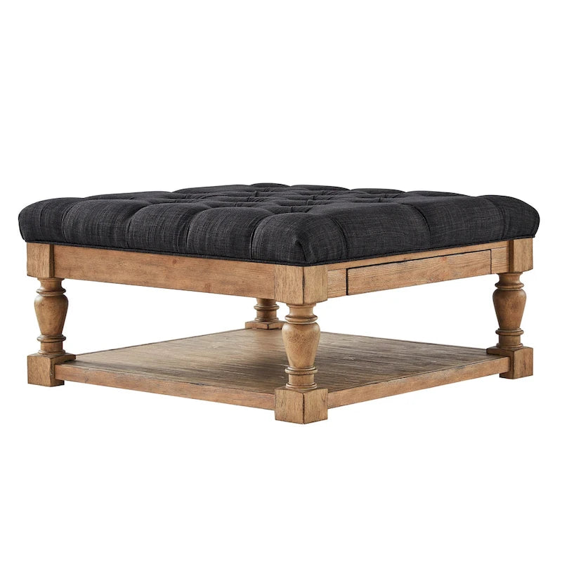 Lennon Baluster Storage Tufted Ottoman Table by iNSPIRE Q Artisan