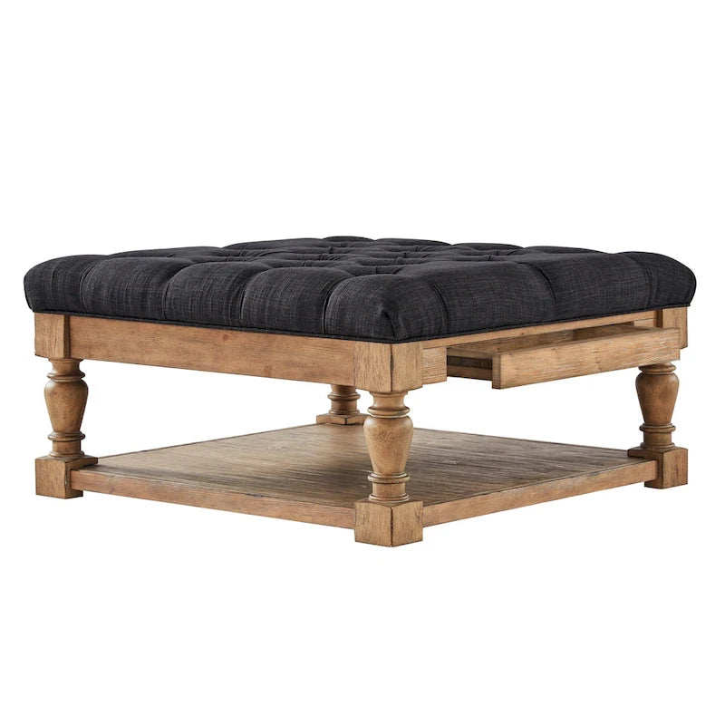 Lennon Baluster Storage Tufted Ottoman Table by iNSPIRE Q Artisan