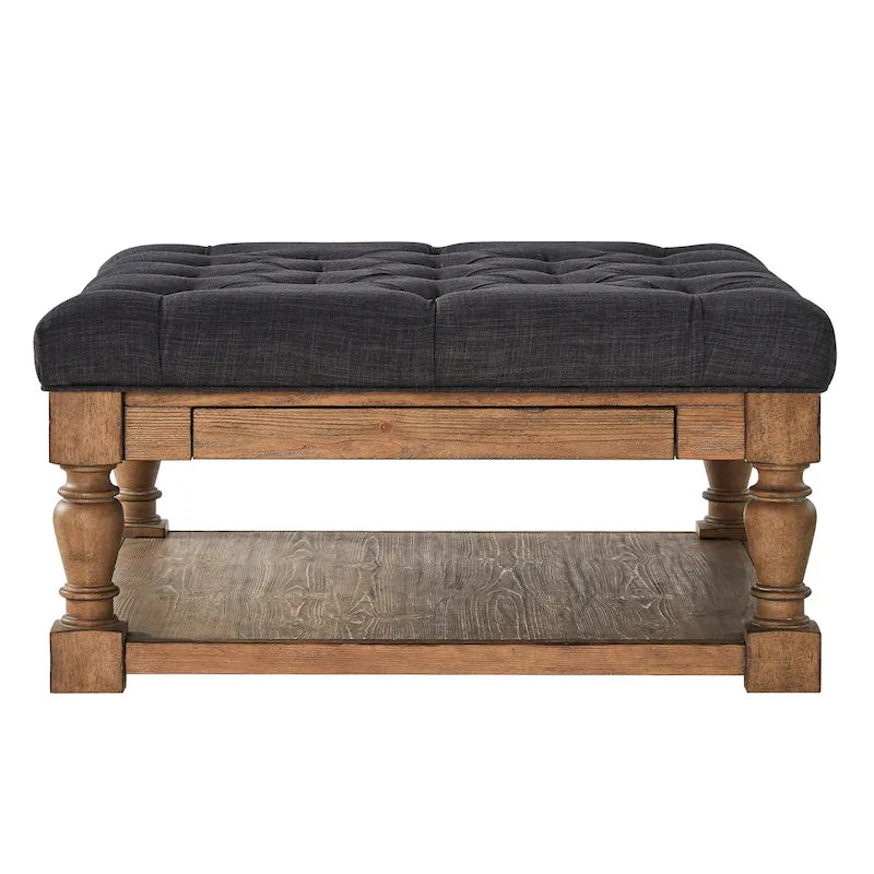 Lennon Baluster Storage Tufted Ottoman Table by iNSPIRE Q Artisan
