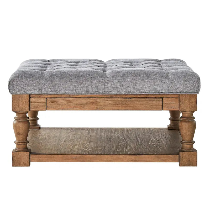 Lennon Baluster Storage Tufted Ottoman Table by iNSPIRE Q Artisan