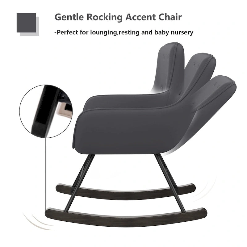 Accent Chair, Upholstered Button Tufted Living Room Chairs with Wood Legs, Comfy Frosted Velvet Lounge Chair