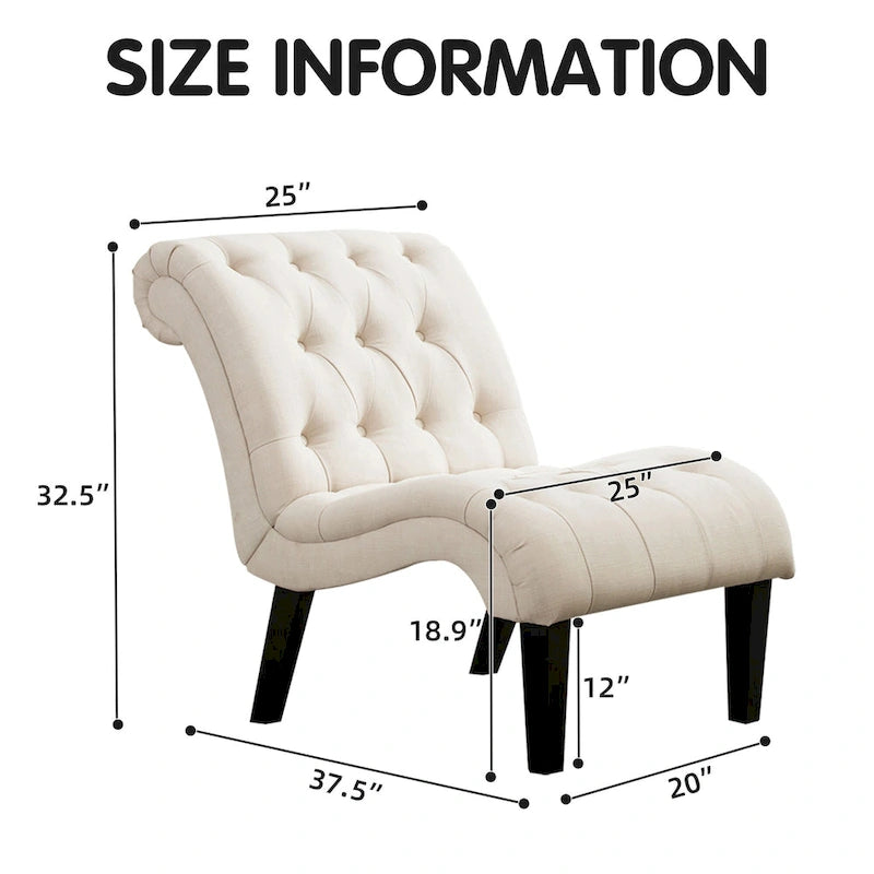 Accent Chair, Upholstered Button Tufted Living Room Chairs with Wood Legs, Comfy Frosted Velvet Lounge Chair