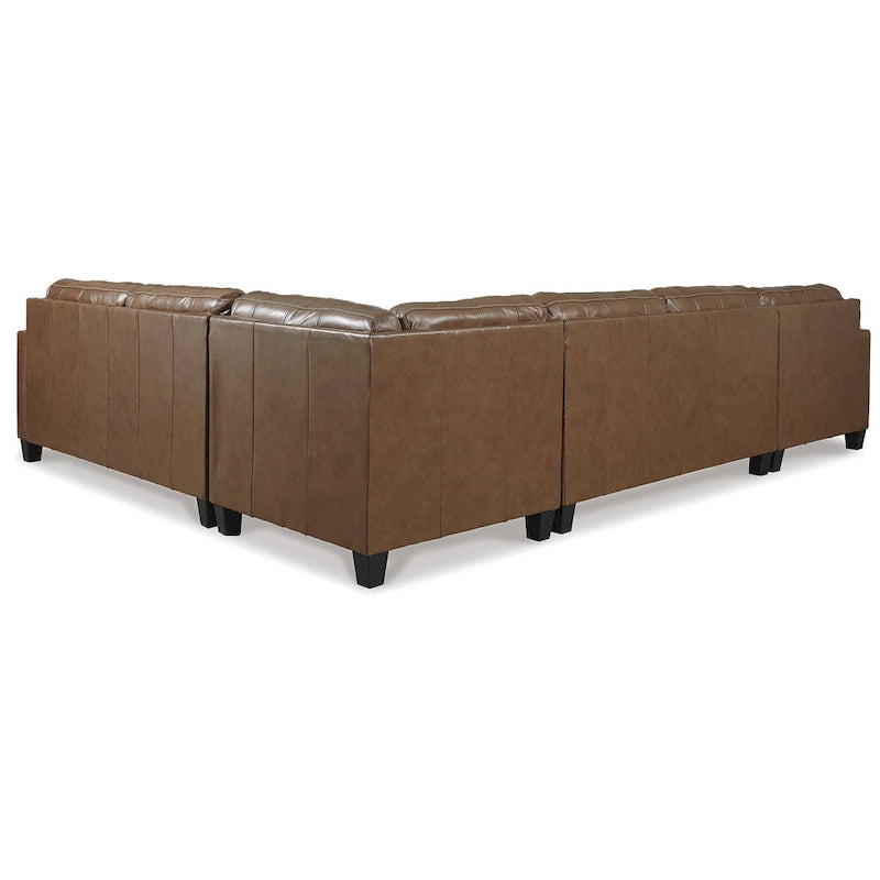 Signature Design by Ashley Baskove Brown 4-Piece Sectional with Chaise - 142W x 109D x 36H