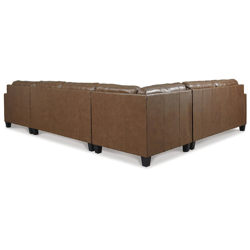 Signature Design by Ashley Baskove Brown 4-Piece Sectional with Chaise - 142W x 109D x 36H
