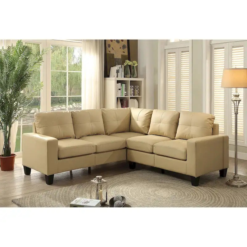 Newbury 82 in. W 2-piece Faux Leather L Shape Sectional Sofa - 32L x 82W x 35H