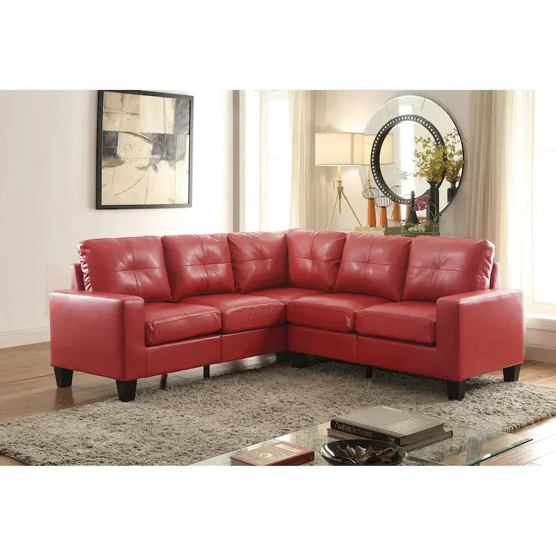 Newbury 82 in. W 2-piece Faux Leather L Shape Sectional Sofa - 32L x 82W x 35H