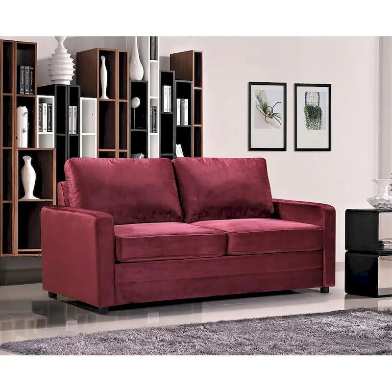 Knightsville Velvet 70 inch Square Arms Sofa Bed