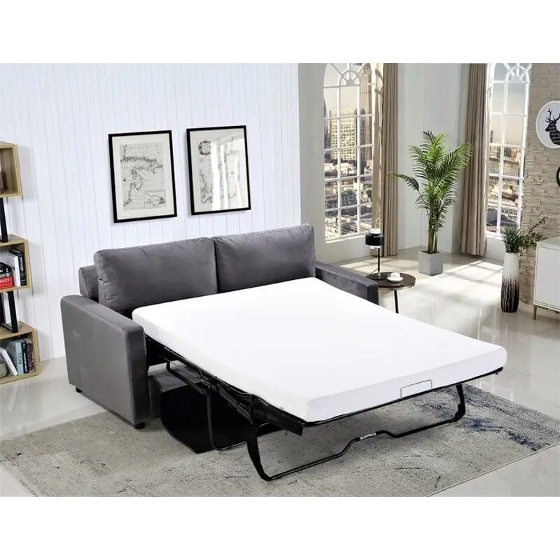 Knightsville Velvet 70 inch Square Arms Sofa Bed