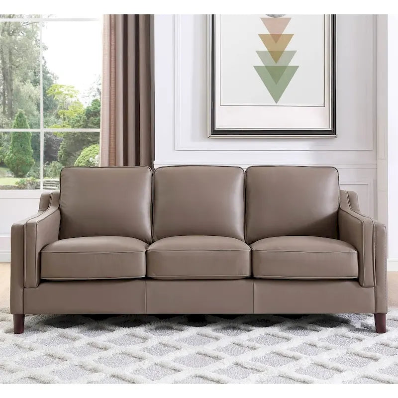 Hydeline Bella Feather/Memory Foam/Springs Top Grain Leather Sofa