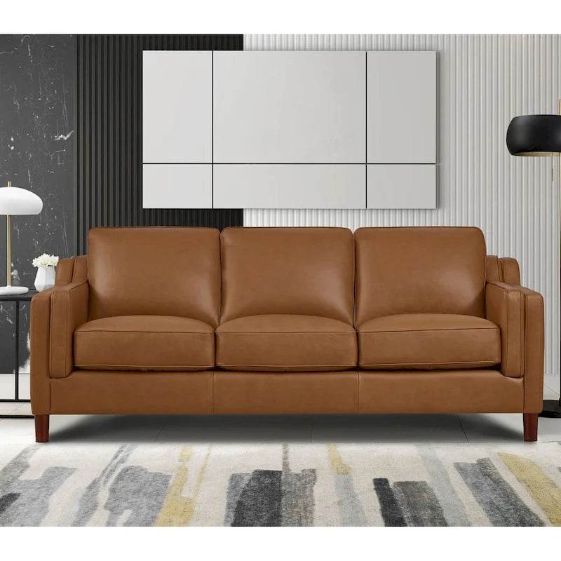 Hydeline Bella Feather/Memory Foam/Springs Top Grain Leather Sofa