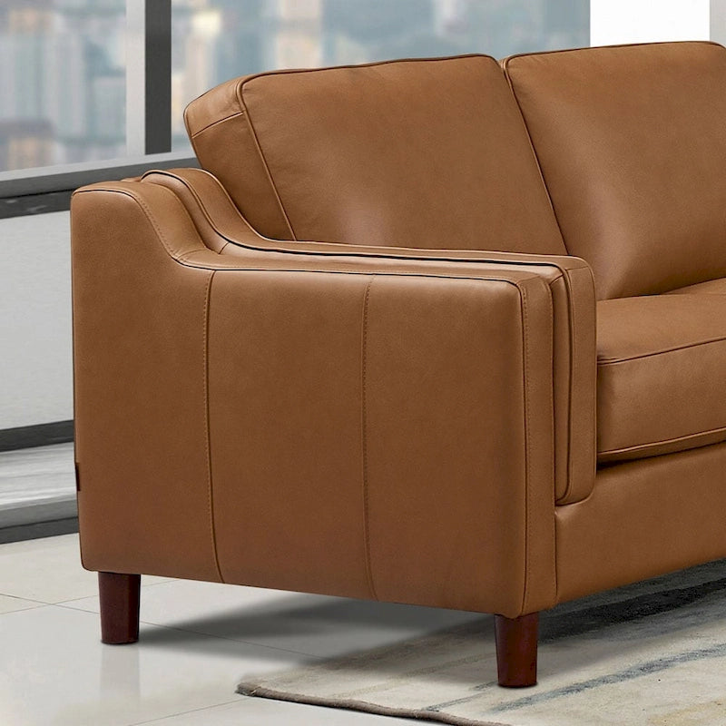 Hydeline Bella Feather/Memory Foam/Springs Top Grain Leather Sofa