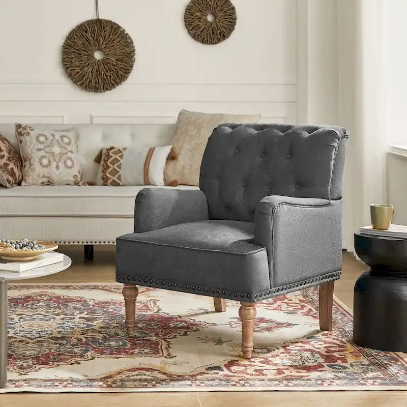 Geltrude Classic Upholstered Accent Arm Chair with Button Tufted Back by HULALA HOME