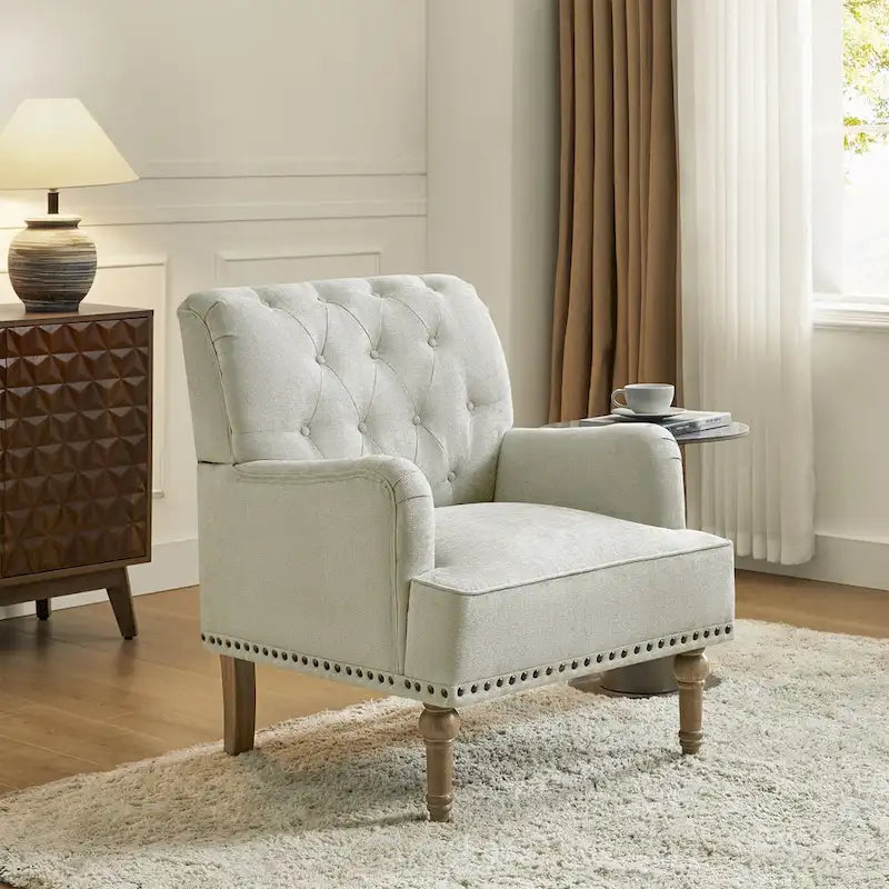 Geltrude Classic Upholstered Accent Arm Chair with Button Tufted Back by HULALA HOME