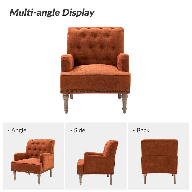 Geltrude Classic Upholstered Accent Arm Chair with Button Tufted Back by HULALA HOME