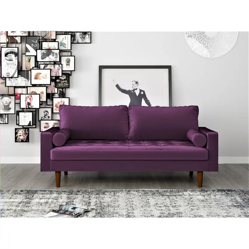 Luis Mid-century Modern Tufted Velvet Sofa