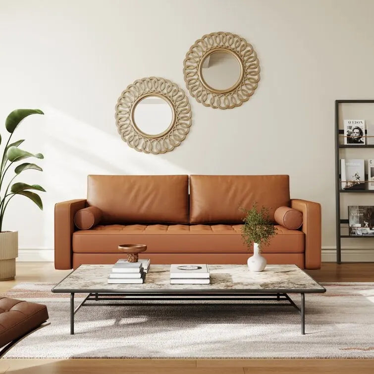 70 Upholstery Leather Square Arm Sofa