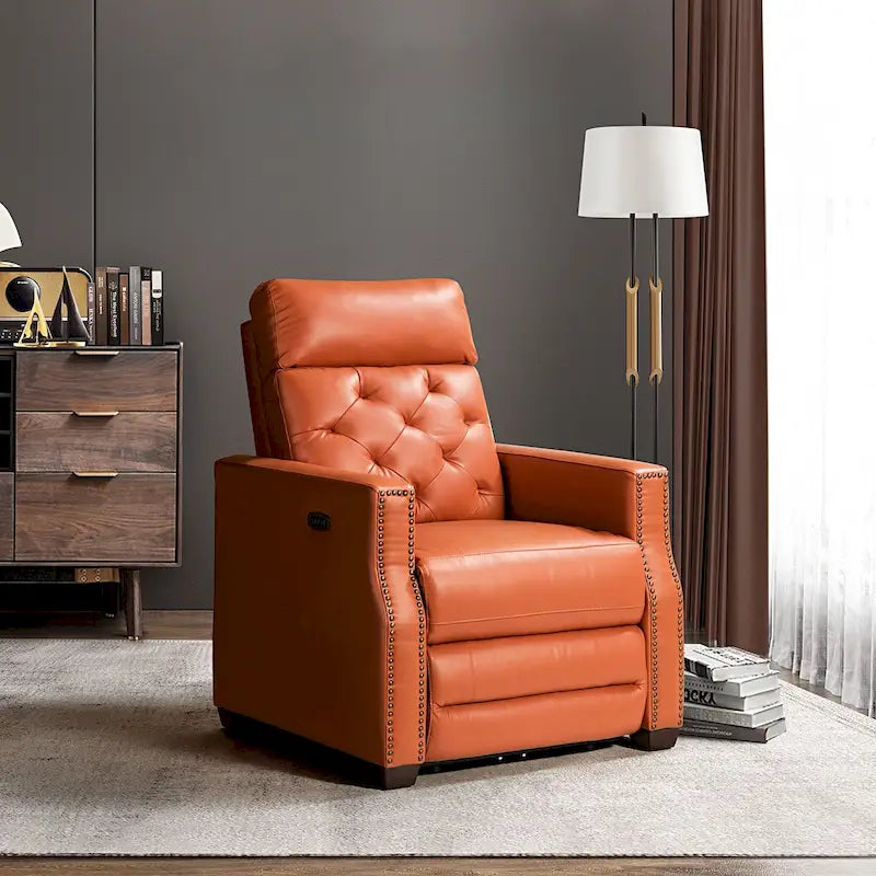 Alina 31.50 Wide Genuine Leather Power Recliner with USB Port