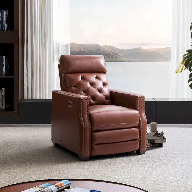 Alina 31.50 Wide Genuine Leather Power Recliner with USB Port