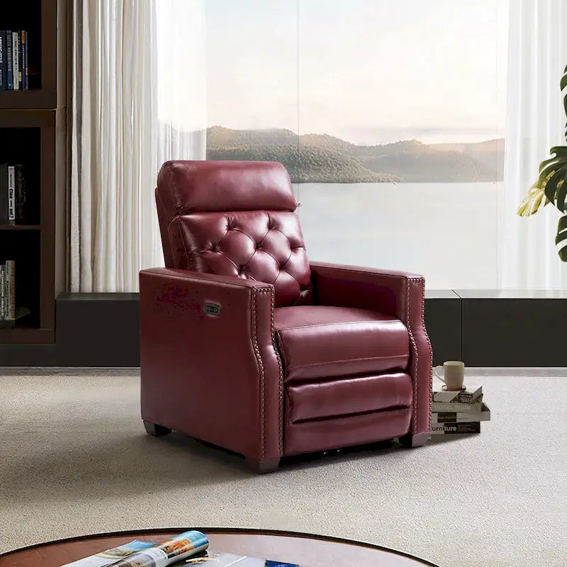 Alina 31.50 Wide Genuine Leather Power Recliner with USB Port
