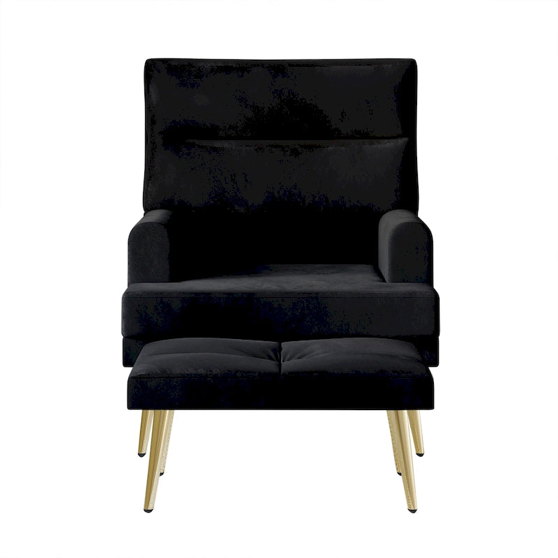 CraftPorch Modern Gold Legs Velvet Accent Chair with Ottoman