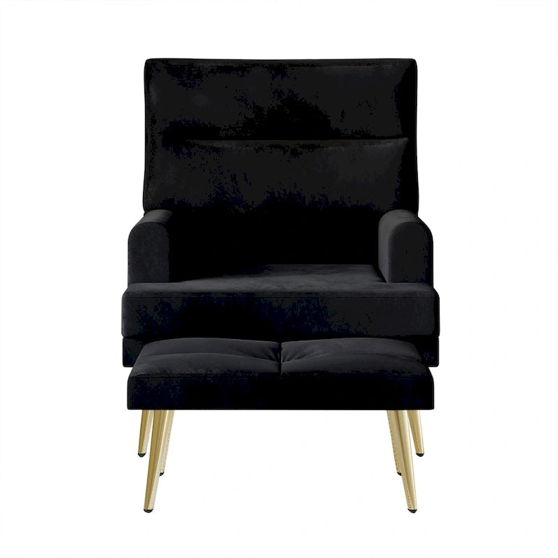 CraftPorch Modern Gold Legs Velvet Accent Chair with Ottoman
