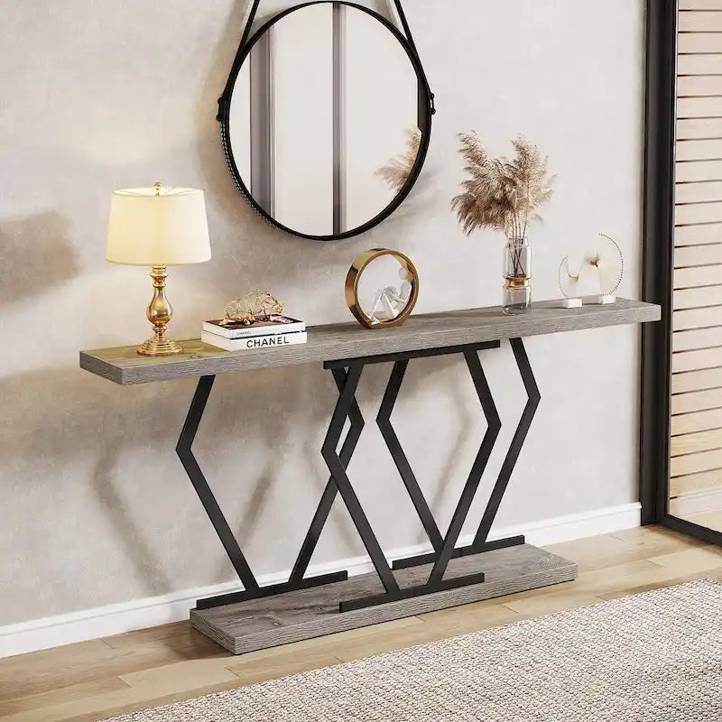 Modern Console Table, 70.9 Inch Extra Long Sofa Table with Faux Marble Tabletop Base Gold Frame for Living Room, White Gold