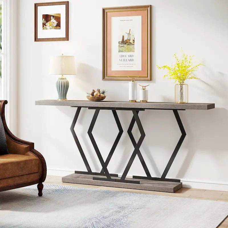 Modern Console Table, 70.9 Inch Extra Long Sofa Table with Faux Marble Tabletop Base Gold Frame for Living Room, White Gold