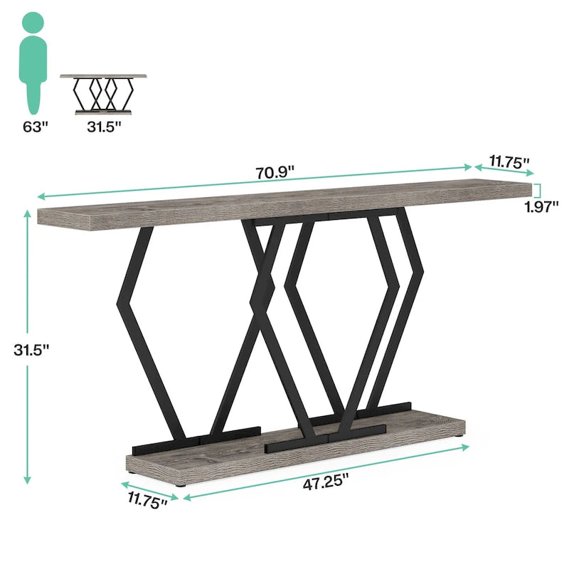 Modern Console Table, 70.9 Inch Extra Long Sofa Table with Faux Marble Tabletop Base Gold Frame for Living Room, White Gold