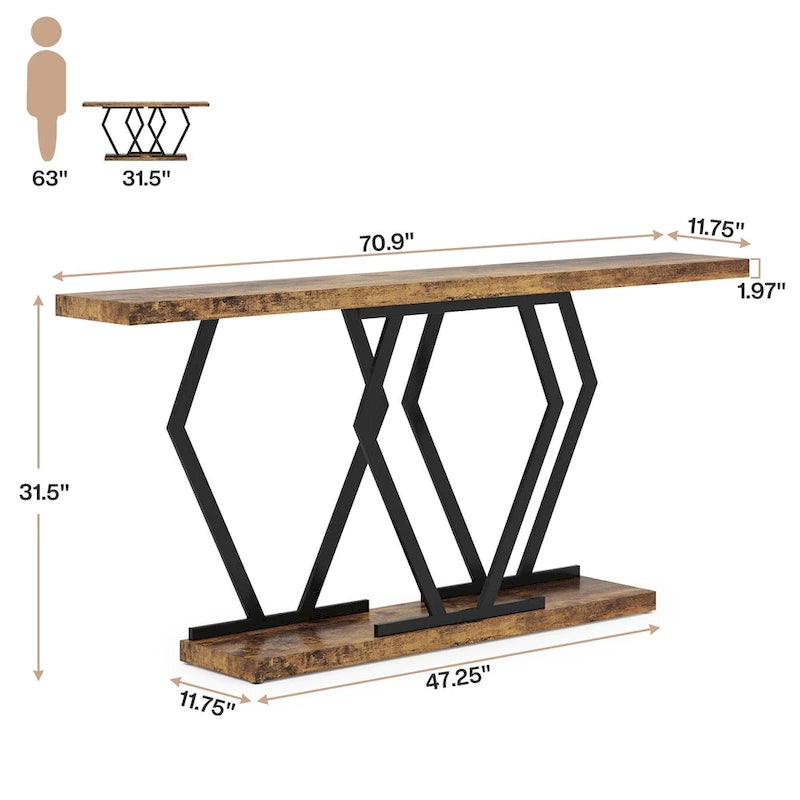 Modern Console Table, 70.9 Inch Extra Long Sofa Table with Faux Marble Tabletop Base Gold Frame for Living Room, White Gold